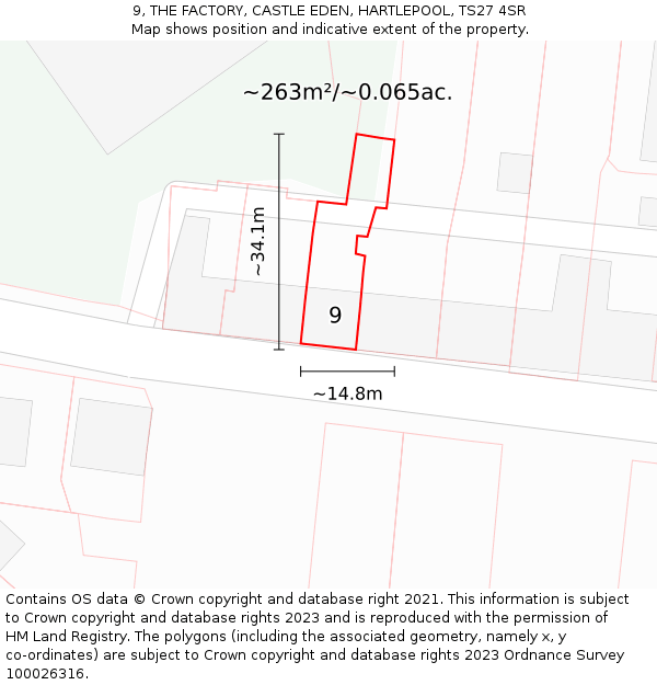 9, THE FACTORY, CASTLE EDEN, HARTLEPOOL, TS27 4SR: Plot and title map