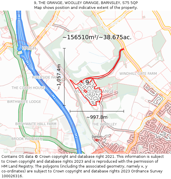 9, THE GRANGE, WOOLLEY GRANGE, BARNSLEY, S75 5QP: Plot and title map