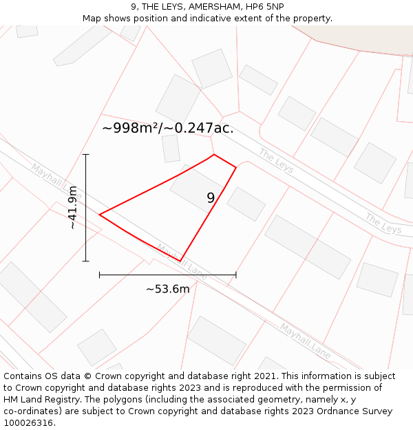 9, THE LEYS, AMERSHAM, HP6 5NP: Plot and title map