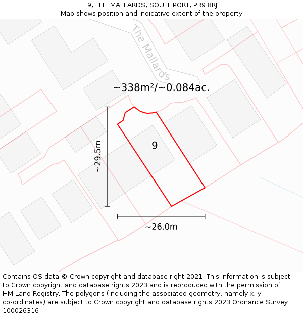 9, THE MALLARDS, SOUTHPORT, PR9 8RJ: Plot and title map