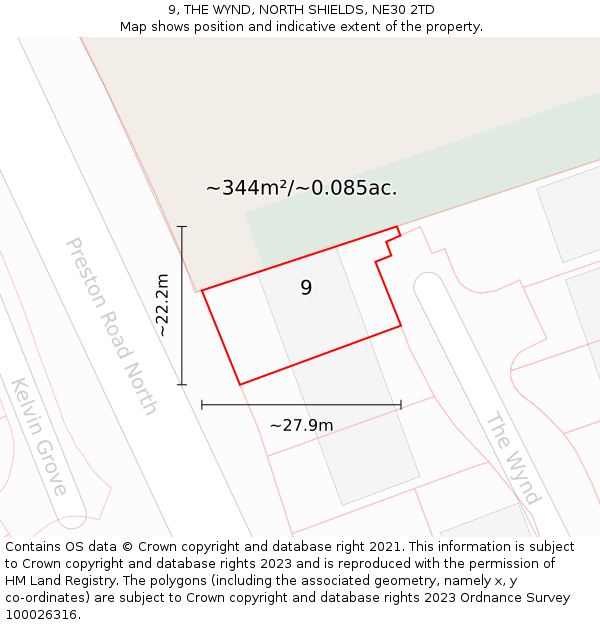 9, THE WYND, NORTH SHIELDS, NE30 2TD: Plot and title map