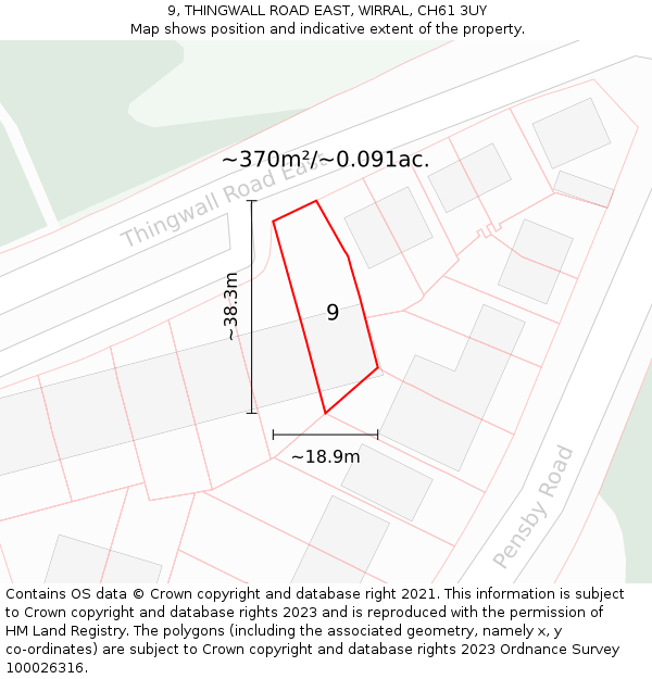 9, THINGWALL ROAD EAST, WIRRAL, CH61 3UY: Plot and title map