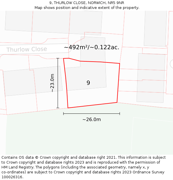 9, THURLOW CLOSE, NORWICH, NR5 9NR: Plot and title map