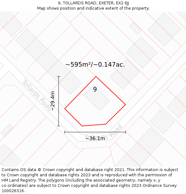 9, TOLLARDS ROAD, EXETER, EX2 6JJ: Plot and title map