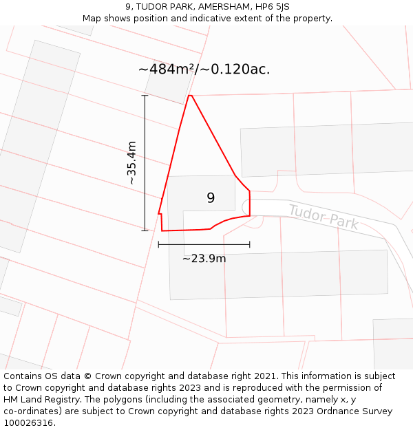 9, TUDOR PARK, AMERSHAM, HP6 5JS: Plot and title map