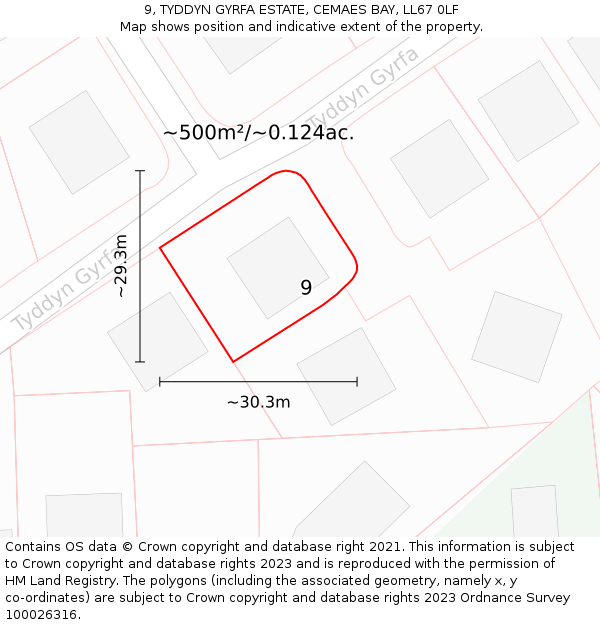 9, TYDDYN GYRFA ESTATE, CEMAES BAY, LL67 0LF: Plot and title map