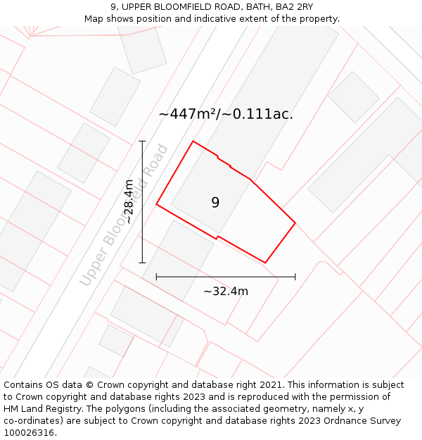 9, UPPER BLOOMFIELD ROAD, BATH, BA2 2RY: Plot and title map