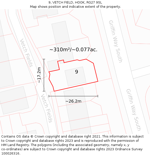 9, VETCH FIELD, HOOK, RG27 9SL: Plot and title map