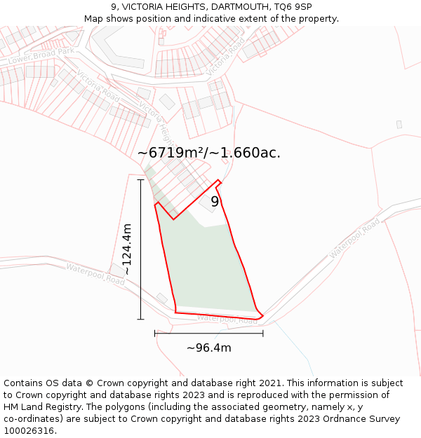 9, VICTORIA HEIGHTS, DARTMOUTH, TQ6 9SP: Plot and title map