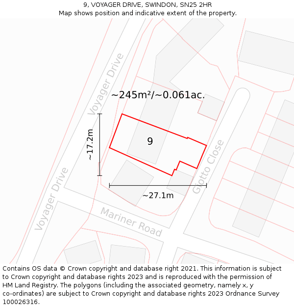 9, VOYAGER DRIVE, SWINDON, SN25 2HR: Plot and title map