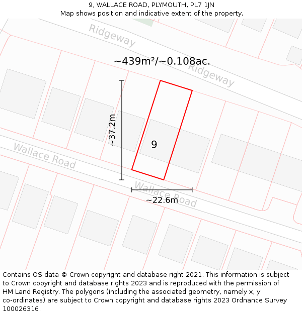 9, WALLACE ROAD, PLYMOUTH, PL7 1JN: Plot and title map
