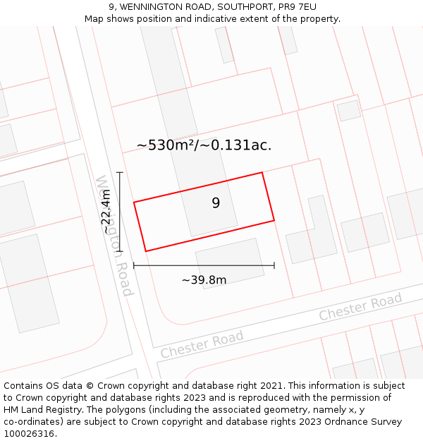 9, WENNINGTON ROAD, SOUTHPORT, PR9 7EU: Plot and title map