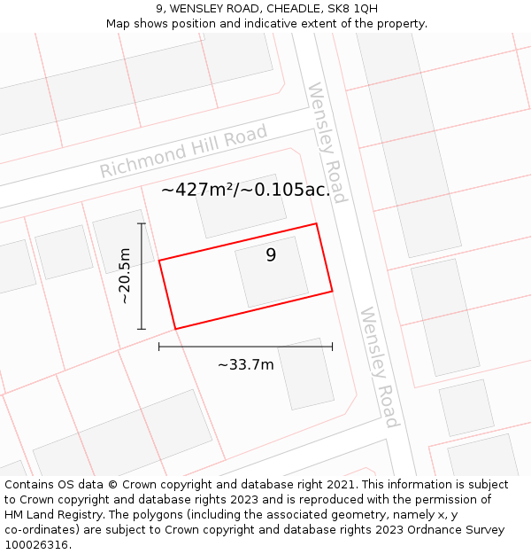 9, WENSLEY ROAD, CHEADLE, SK8 1QH: Plot and title map