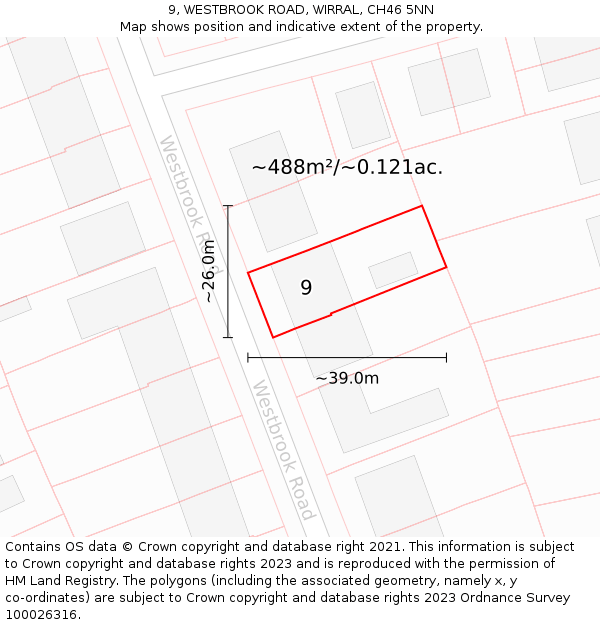 9, WESTBROOK ROAD, WIRRAL, CH46 5NN: Plot and title map