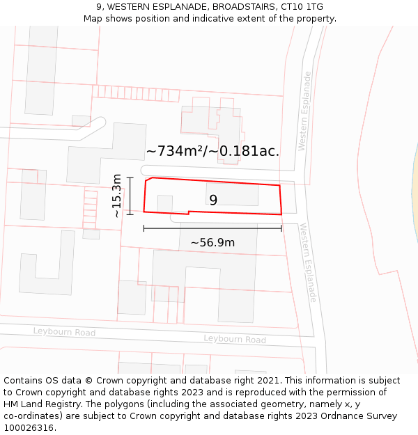 9, WESTERN ESPLANADE, BROADSTAIRS, CT10 1TG: Plot and title map