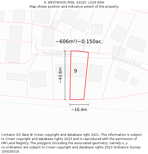 9, WESTWOOD RISE, ILKLEY, LS29 9SW: Plot and title map