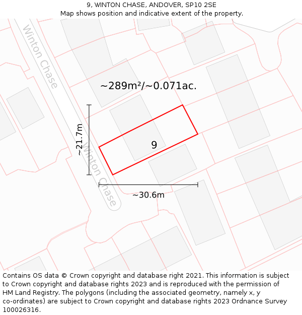 9, WINTON CHASE, ANDOVER, SP10 2SE: Plot and title map