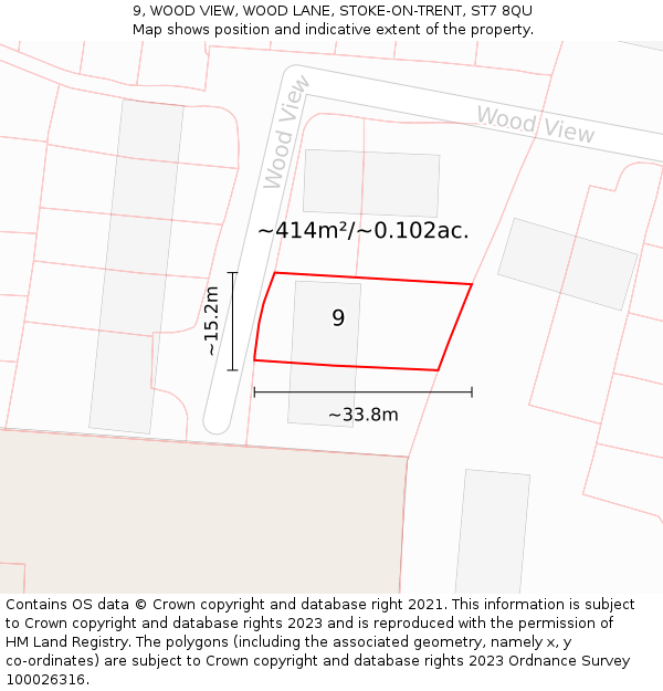 9, WOOD VIEW, WOOD LANE, STOKE-ON-TRENT, ST7 8QU: Plot and title map