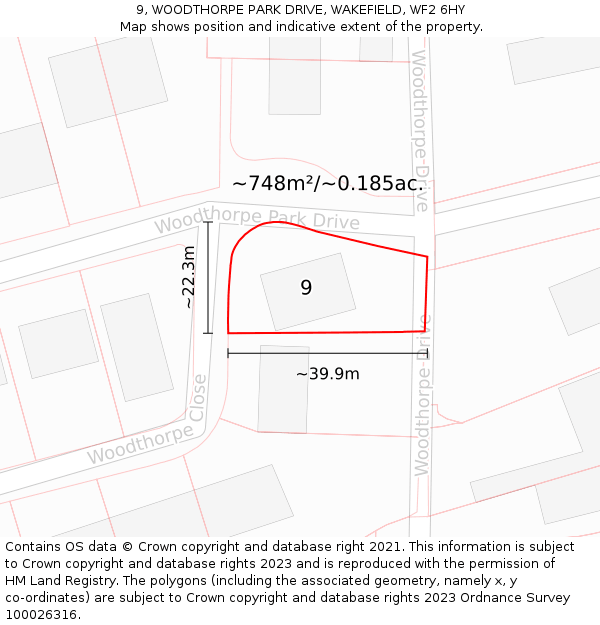 9, WOODTHORPE PARK DRIVE, WAKEFIELD, WF2 6HY: Plot and title map