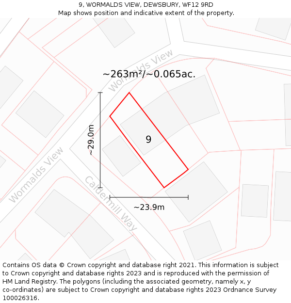 9, WORMALDS VIEW, DEWSBURY, WF12 9RD: Plot and title map