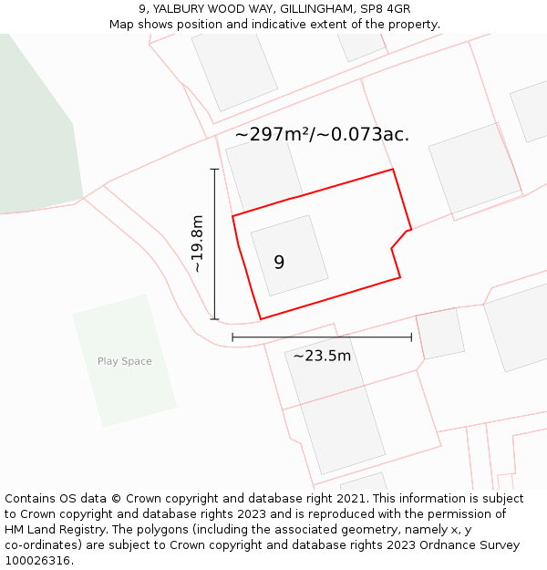 9, YALBURY WOOD WAY, GILLINGHAM, SP8 4GR: Plot and title map