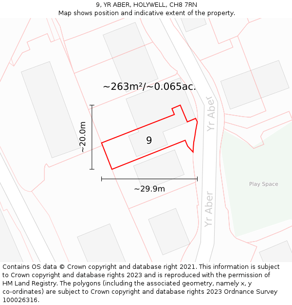 9, YR ABER, HOLYWELL, CH8 7RN: Plot and title map