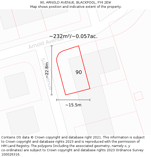 90, ARNOLD AVENUE, BLACKPOOL, FY4 2EW: Plot and title map