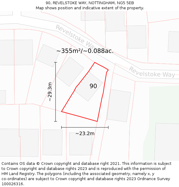 90, REVELSTOKE WAY, NOTTINGHAM, NG5 5EB: Plot and title map