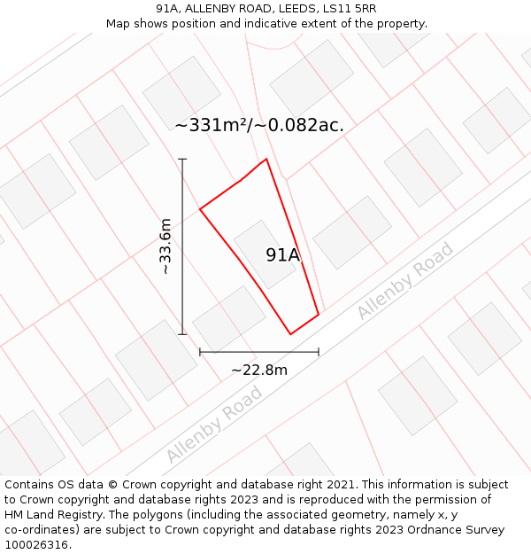 91A, ALLENBY ROAD, LEEDS, LS11 5RR: Plot and title map