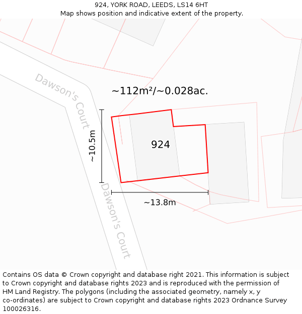 924, YORK ROAD, LEEDS, LS14 6HT: Plot and title map