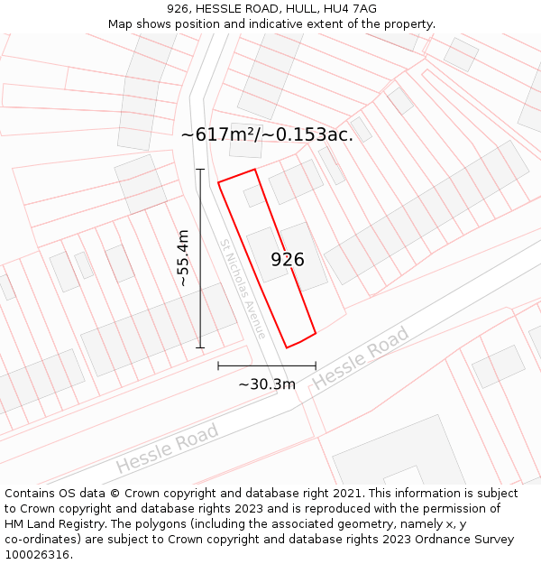 926, HESSLE ROAD, HULL, HU4 7AG: Plot and title map