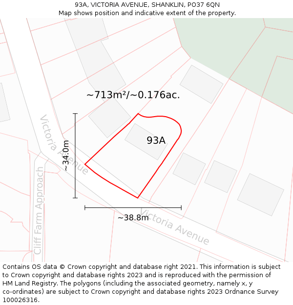 93A, VICTORIA AVENUE, SHANKLIN, PO37 6QN: Plot and title map