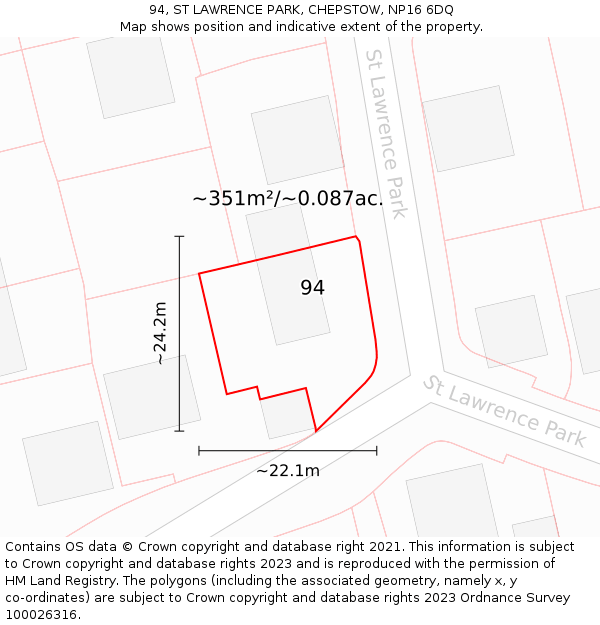 94, ST LAWRENCE PARK, CHEPSTOW, NP16 6DQ: Plot and title map