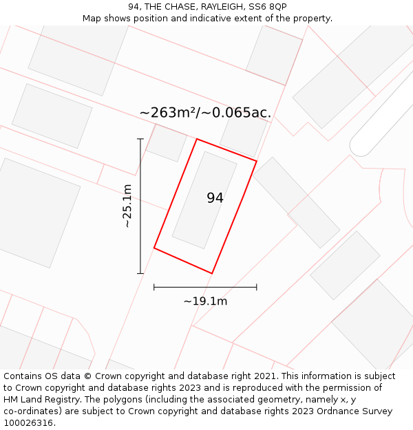 94, THE CHASE, RAYLEIGH, SS6 8QP: Plot and title map