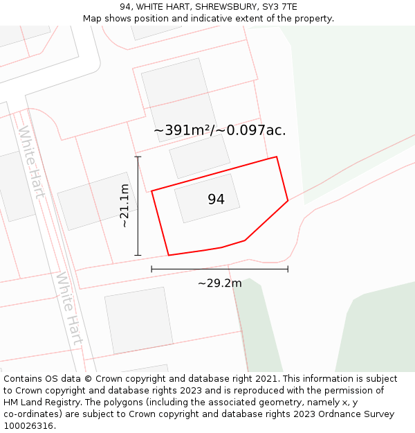 94, WHITE HART, SHREWSBURY, SY3 7TE: Plot and title map