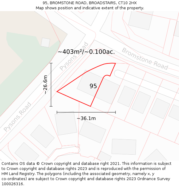 95, BROMSTONE ROAD, BROADSTAIRS, CT10 2HX: Plot and title map