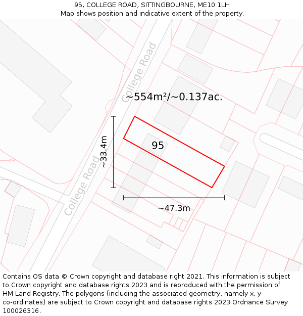 95, COLLEGE ROAD, SITTINGBOURNE, ME10 1LH: Plot and title map