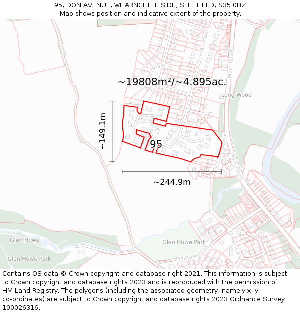 95, DON AVENUE, WHARNCLIFFE SIDE, SHEFFIELD, S35 0BZ: Plot and title map