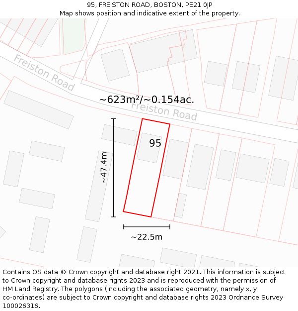 95, FREISTON ROAD, BOSTON, PE21 0JP: Plot and title map