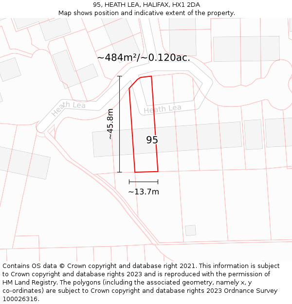 95, HEATH LEA, HALIFAX, HX1 2DA: Plot and title map