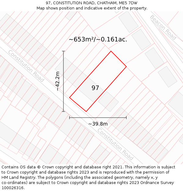 97, CONSTITUTION ROAD, CHATHAM, ME5 7DW: Plot and title map