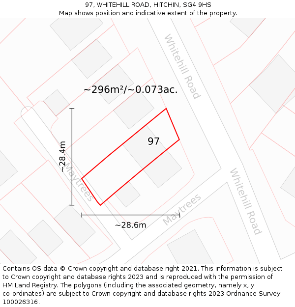 97, WHITEHILL ROAD, HITCHIN, SG4 9HS: Plot and title map