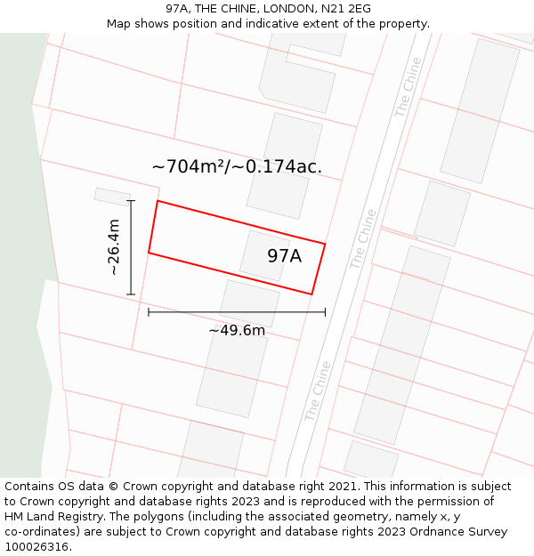 97A, THE CHINE, LONDON, N21 2EG: Plot and title map