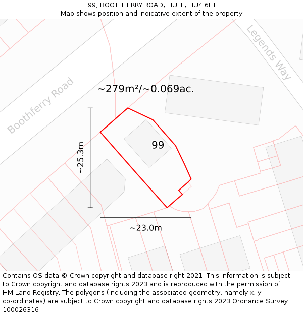 99, BOOTHFERRY ROAD, HULL, HU4 6ET: Plot and title map