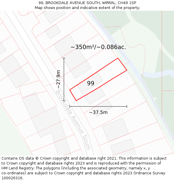 99, BROOKDALE AVENUE SOUTH, WIRRAL, CH49 1SP: Plot and title map
