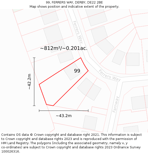 99, FERRERS WAY, DERBY, DE22 2BE: Plot and title map