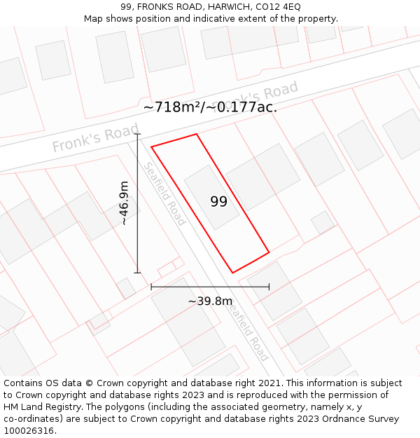 99, FRONKS ROAD, HARWICH, CO12 4EQ: Plot and title map