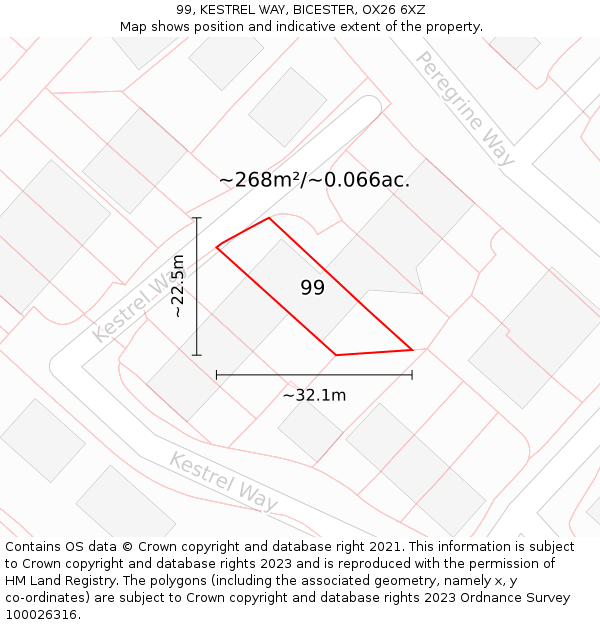 99, KESTREL WAY, BICESTER, OX26 6XZ: Plot and title map