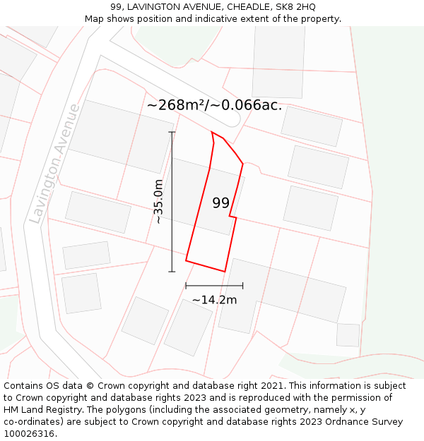 99, LAVINGTON AVENUE, CHEADLE, SK8 2HQ: Plot and title map