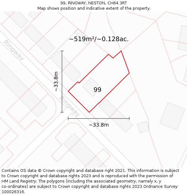 99, RINGWAY, NESTON, CH64 3RT: Plot and title map